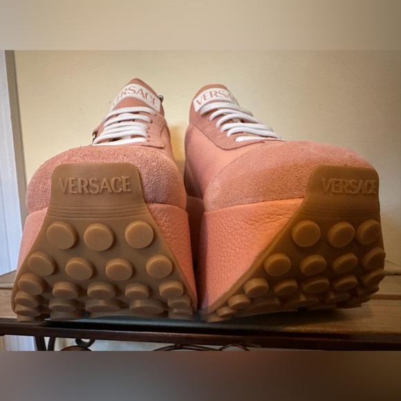 Versace 80mm Triplatform platform leather & suede sneakers NEW (AUTHENTIC) - Picture 4 of 16